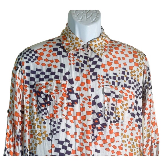 CABI Women's 3/4 Sleeve Button Down Colorful Shirt Medium - Picture 2 of 5